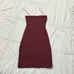 Maroon Mini Bodycon Dress